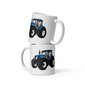 The Tractor Mugs Store 11 oz New Holland 7040 | White glossy mug Quality Farmers Merch