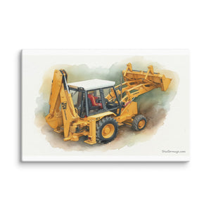 The Tractor Mugs Store 12″×18″ JCB 3CX Grey Cab | Water Color Canvas Quality Farmers Merch