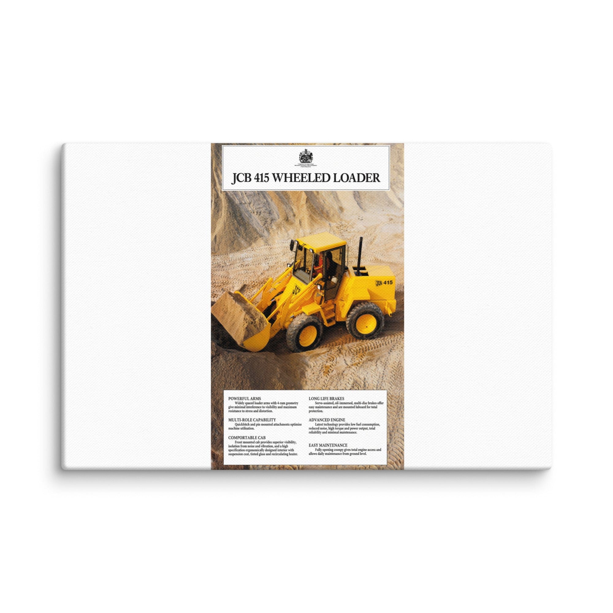 The Tractor Mugs Store 12″×18″ JCB 415 Loader Advert | Canvas Quality Farmers Merch