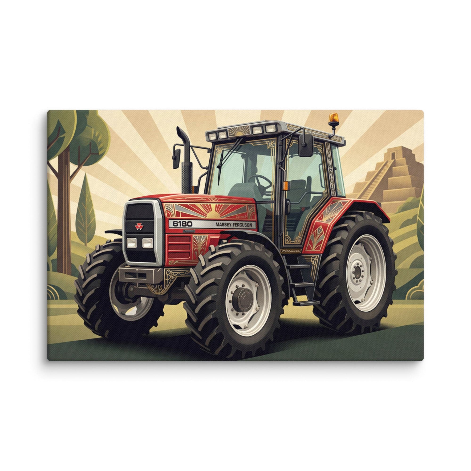 The Tractor Mugs Store 12″×18″ Massey Ferguson 6180 | Art Deco Canvas Quality Farmers Merch