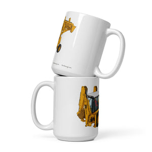 The Tractor Mugs Store 15 oz JCB 3CX Grey Cab | White Glossy Mug Quality Farmers Merch