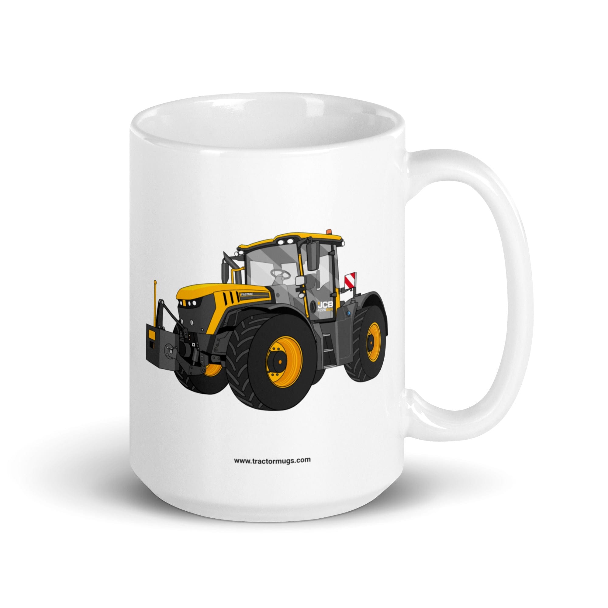 The Tractor Mugs Store 15 oz JCB Fastrac 4220 Icon | White glossy mug Quality Farmers Merch
