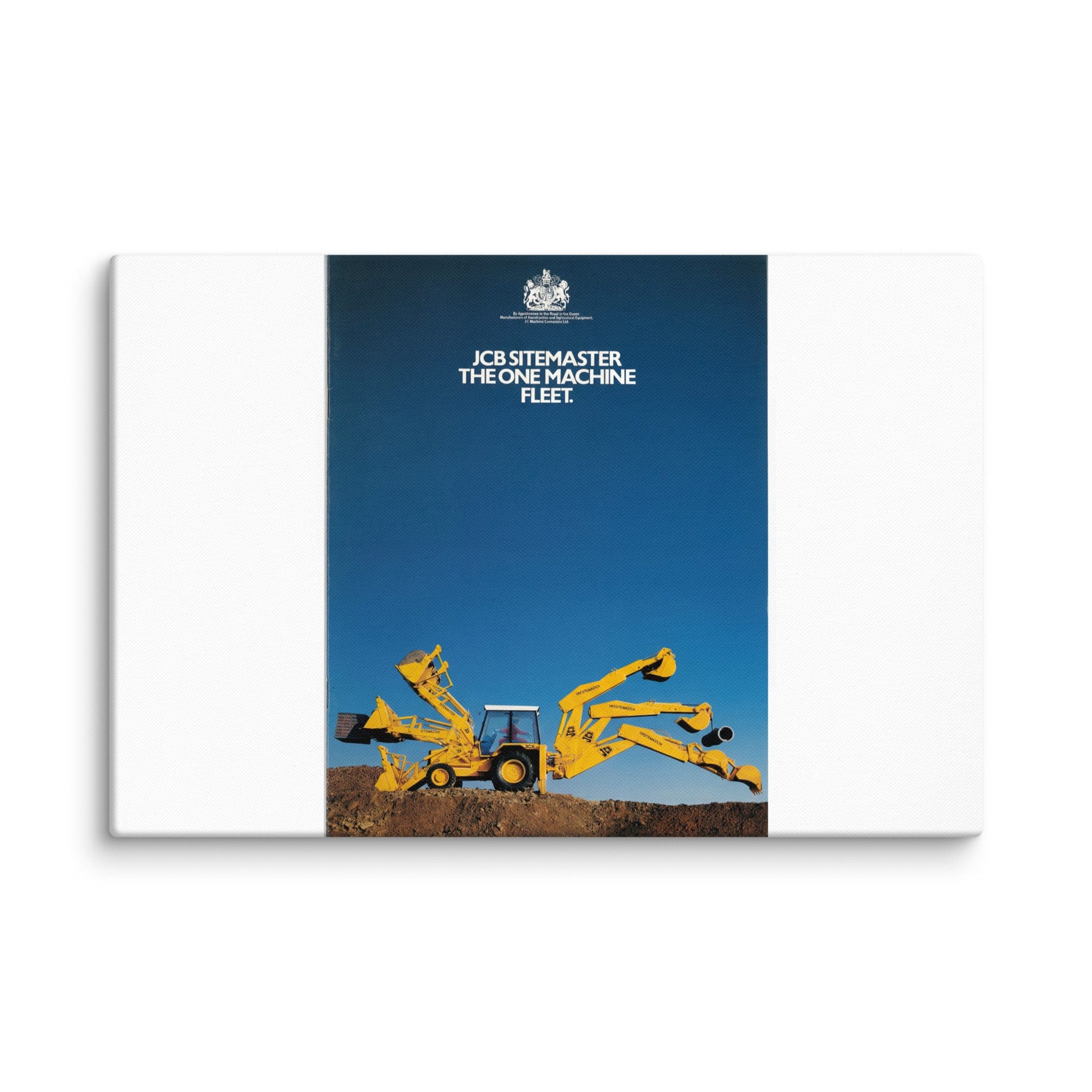 The Tractor Mugs Store 16″×24″ JCB 3CX Sitemaster Advert (1988)  | Canvas Quality Farmers Merch