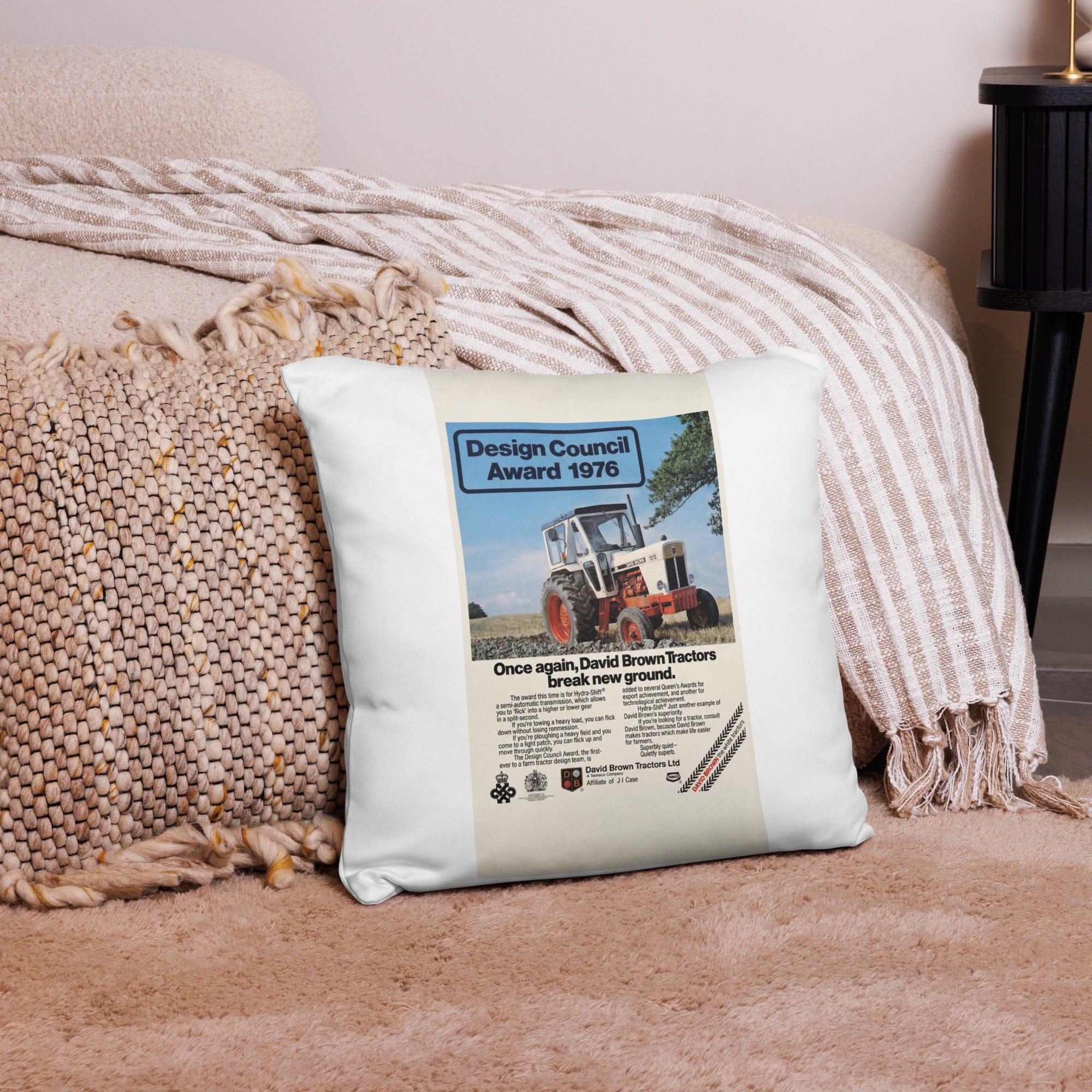 The Tractor Mugs Store 18″×18″ David Brown Advert | Pillow Case Quality Farmers Merch