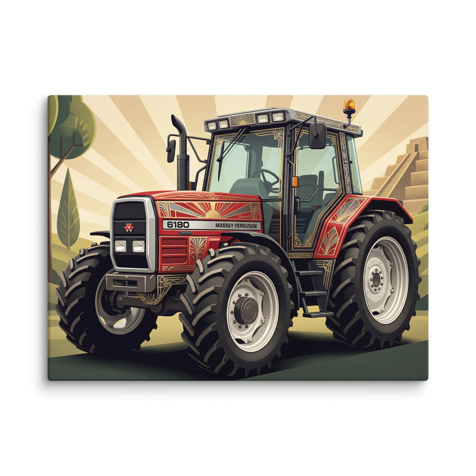 The Tractor Mugs Store 18″×24″ Massey Ferguson 6180 | Art Deco Canvas Quality Farmers Merch