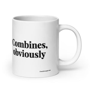 The Tractor Mugs Store 20 oz Combines, Obviously | White Glossy Mug Quality Farmers Merch