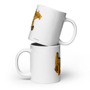 The Tractor Mugs Store 20 oz JCB 3CX Grey Cab | White Glossy Mug Quality Farmers Merch