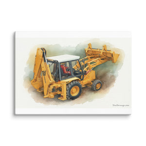 The Tractor Mugs Store 20″×28″ JCB 3CX Grey Cab | Water Color Canvas Quality Farmers Merch