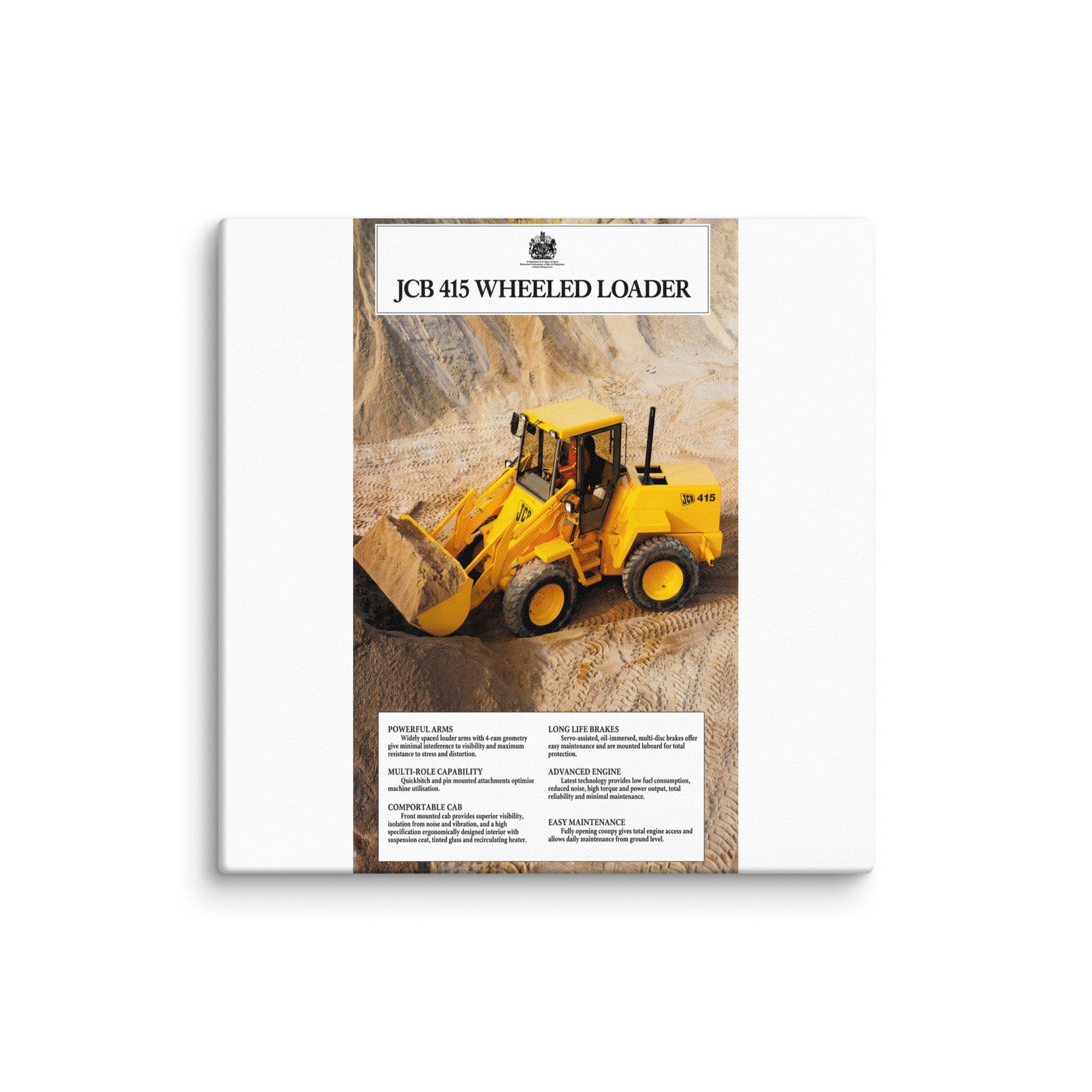 The Tractor Mugs Store 26″×26″ JCB 415 Loader Advert | Canvas Quality Farmers Merch