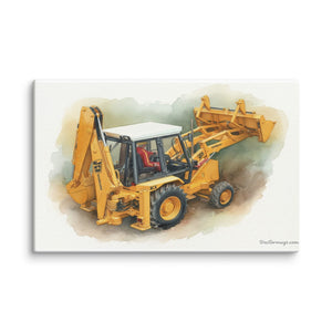 The Tractor Mugs Store 26″×40″ JCB 3CX Grey Cab | Water Color Canvas Quality Farmers Merch