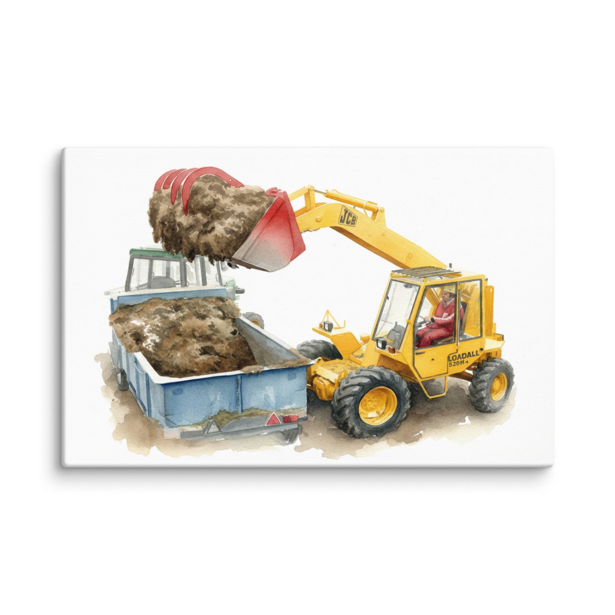 The Tractor Mugs Store 26″×40″ JCB Loadall 520 | Watercolour Canvas Quality Farmers Merch