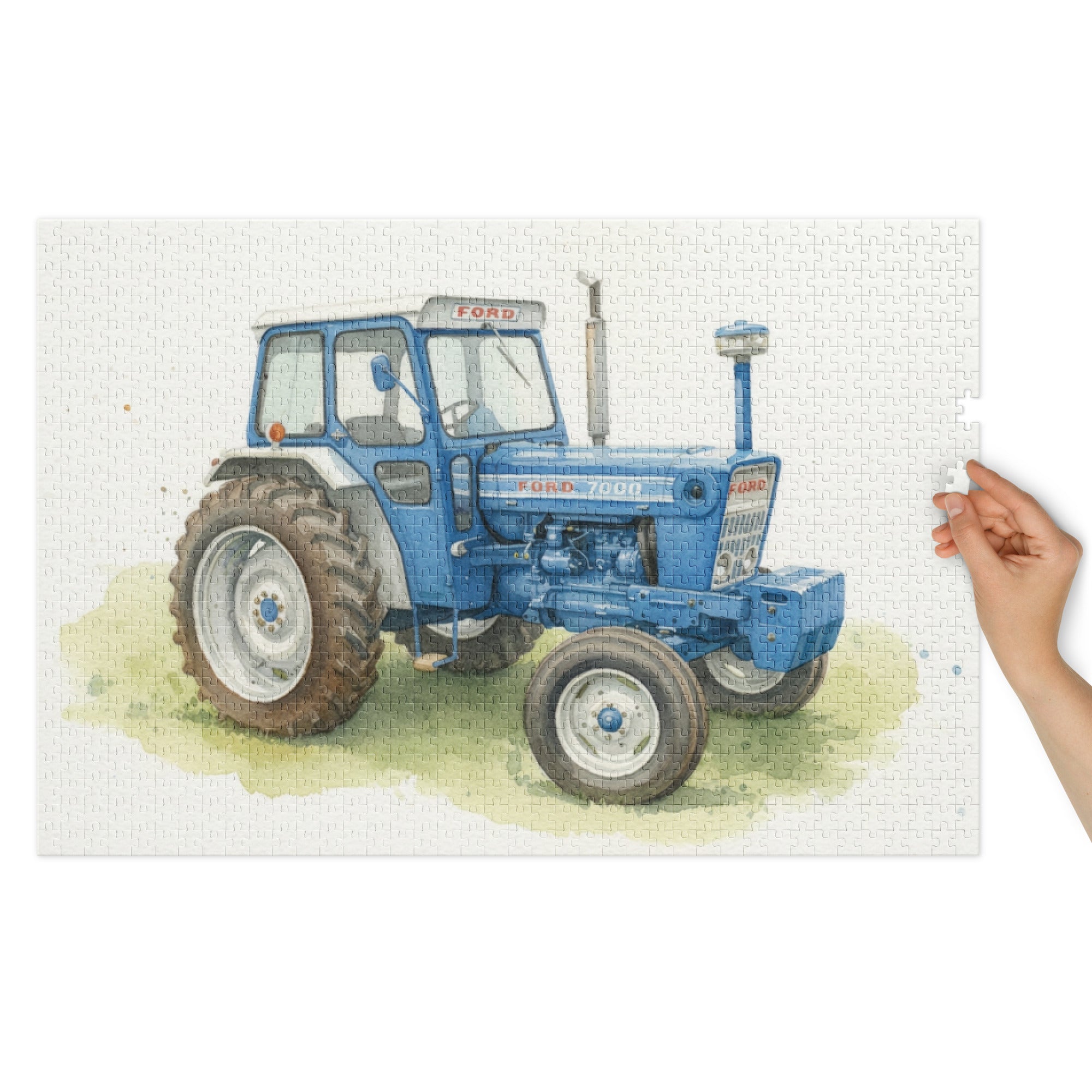 The Tractor Mugs Store 30″×20″ (1000 pcs) Ford 7000 Water Colour | Jigsaw Puzzle with Tin Quality Farmers Merch
