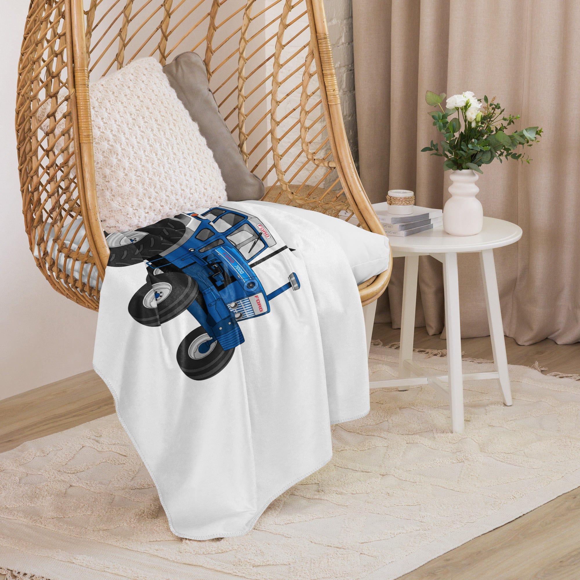 The Tractor Mugs Store 37″×57″ Ford 7000 | Sherpa blanket Quality Farmers Merch