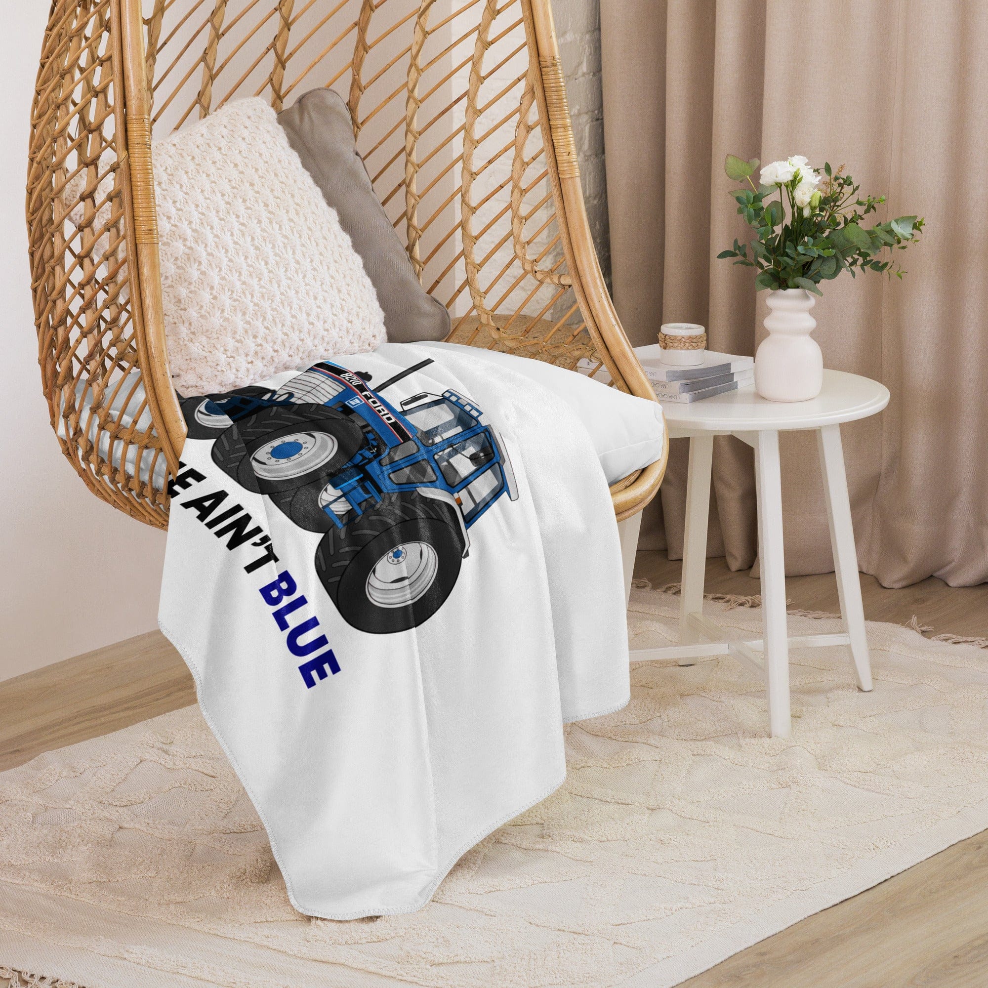 The Tractor Mugs Store 37″×57″ If She Ain't Blue | Sherpa blanket Quality Farmers Merch