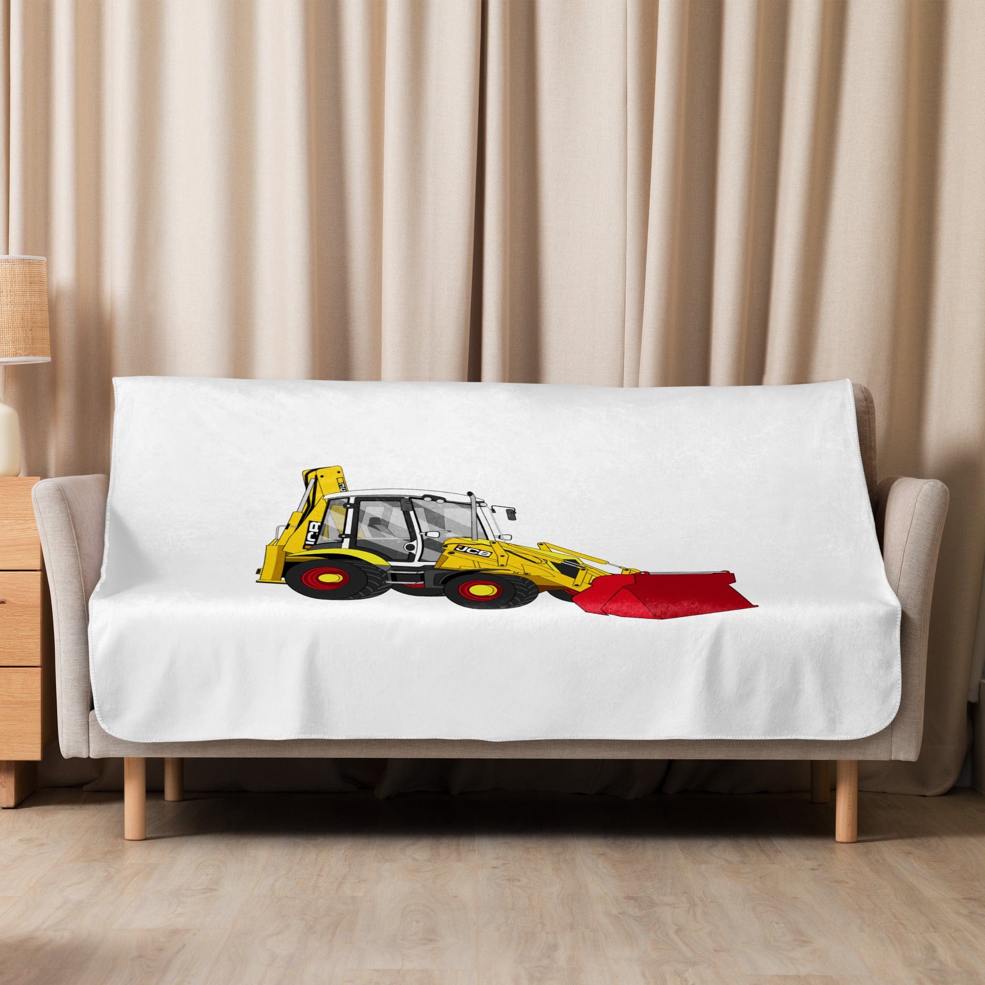 The Tractor Mugs Store 50″×60″ JCB 3CX 70th Anniversary Edition | Sherpa blanket Quality Farmers Merch