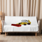 The Tractor Mugs Store 50″×60″ JCB 3CX White Cabin 2WD | Sherpa blanket Quality Farmers Merch