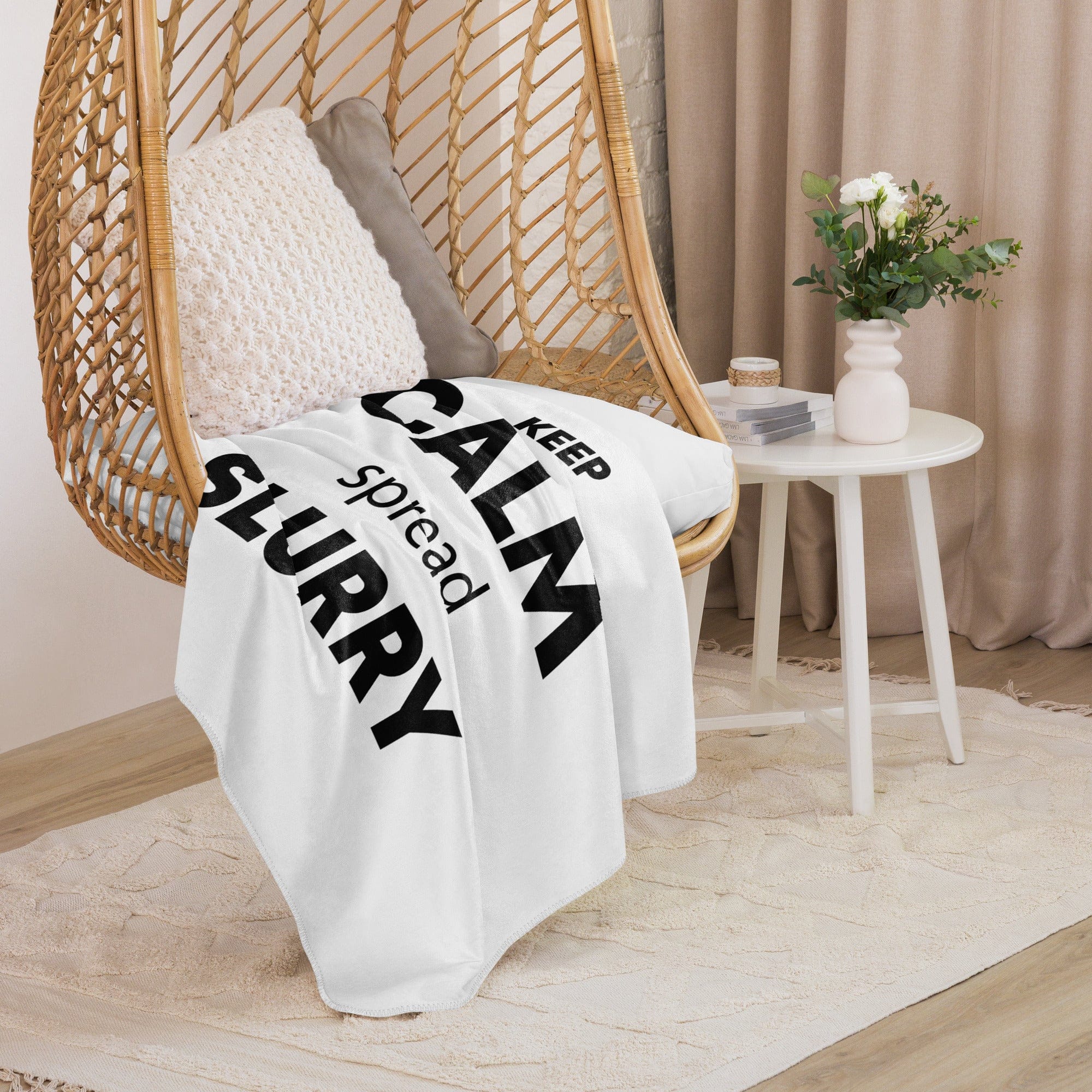 The Tractor Mugs Store 50″×60″ KEEP CALM spread SLURRY | Sherpa blanket Quality Farmers Merch