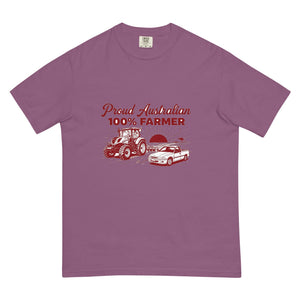 The Tractor Mugs Store Berry New Holland T7.210 PROUD AUSTRALIAN 100% FARMER Two Tone | Unisex Premium T-shirt Quality Farmers Merch