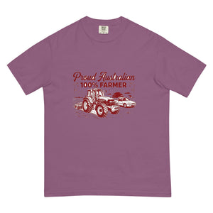The Tractor Mugs Store Berry New Holland TM 135 PROUD AUSTRALIAN 100% FARMER Two Tone | Unisex Premium T-shirt Quality Farmers Merch