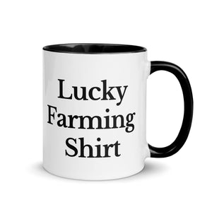 The Tractor Mugs Store Black / 11 oz LUCKY FARMING SHIRT | Mug with Color Inside Quality Farmers Merch