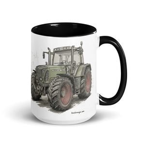 The Tractor Mugs Store Black / 15 oz Fendt Favorit 818 Pencil Sketch | Mug with Color Inside Quality Farmers Merch