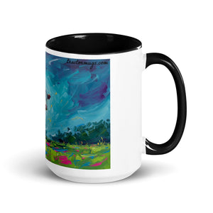 The Tractor Mugs Store Black / 15 oz Hereford Cow Splash Art | Mug with Color Inside Quality Farmers Merch