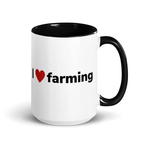The Tractor Mugs Store Black / 15 oz I Love Farming | Mug with Color Inside Quality Farmers Merch