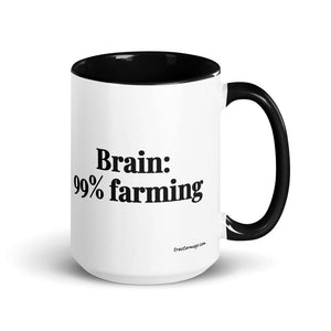 The Tractor Mugs Store Black Brain: 99% Farming | 15 oz Mug with Color Inside Quality Farmers Merch