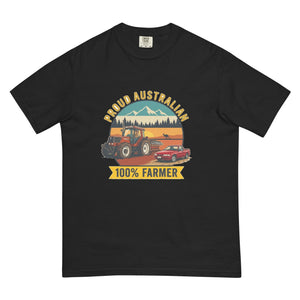 The Tractor Mugs Store Black FIATAGRI F130 PROUD AUSTRALIAN 100% FARMER Outdoor | Unisex Premium T-shirt Quality Farmers Merch