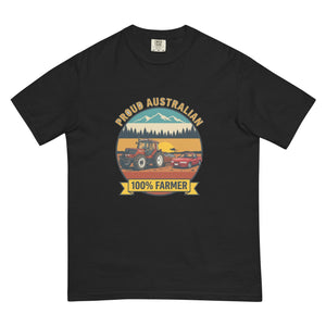 The Tractor Mugs Store Black FIATAGRI F130 PROUD AUSTRALIAN 100% FARMER Outdoor | Unisex Premium T-shirt Quality Farmers Merch