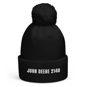 The Tractor Mugs Store Black John Deere 2140 | Pom-Pom Beanie Quality Farmers Merch