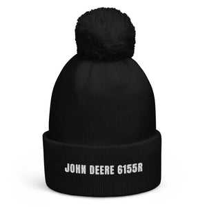 The Tractor Mugs Store Black John Deere 6155R | Pom-Pom Beanie Quality Farmers Merch
