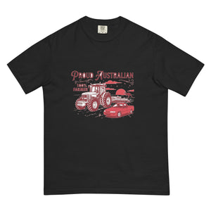 The Tractor Mugs Store Black John Deere 7810 PROUD AUSTRALIAN 100% FARMER Two Tone | Unisex Premium T-shirt Quality Farmers Merch
