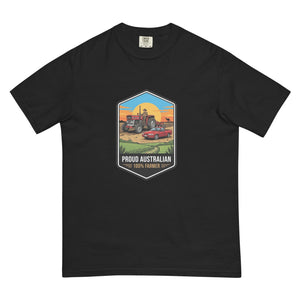 The Tractor Mugs Store Black Massey Ferguson 135 PROUD AUSTRALIAN 100% FARMER Bright | Unisex Premium T-shirt Quality Farmers Merch