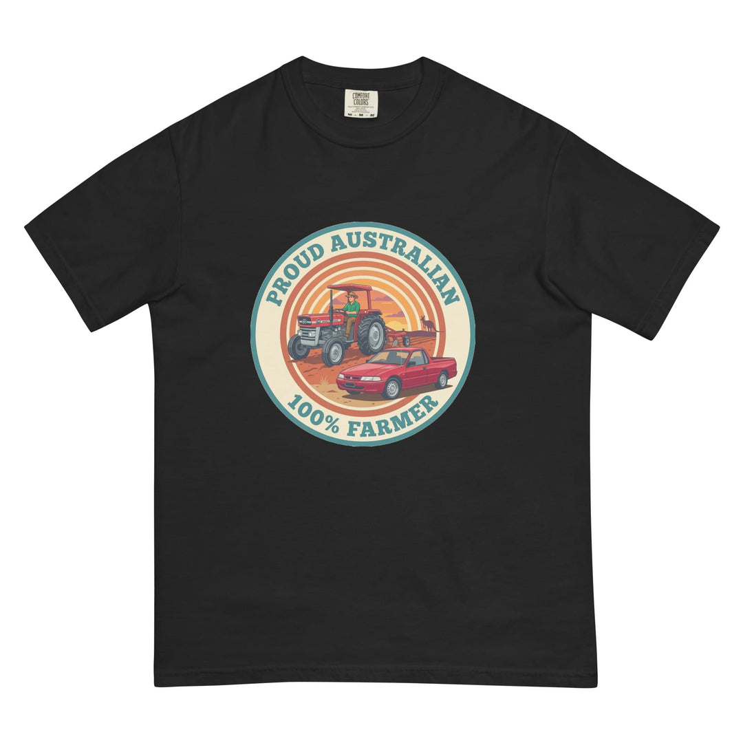 The Tractor Mugs Store Black Massey Ferguson 135 PROUD AUSTRALIAN 100% FARMER Retro | Unisex Premium T-shirt Quality Farmers Merch