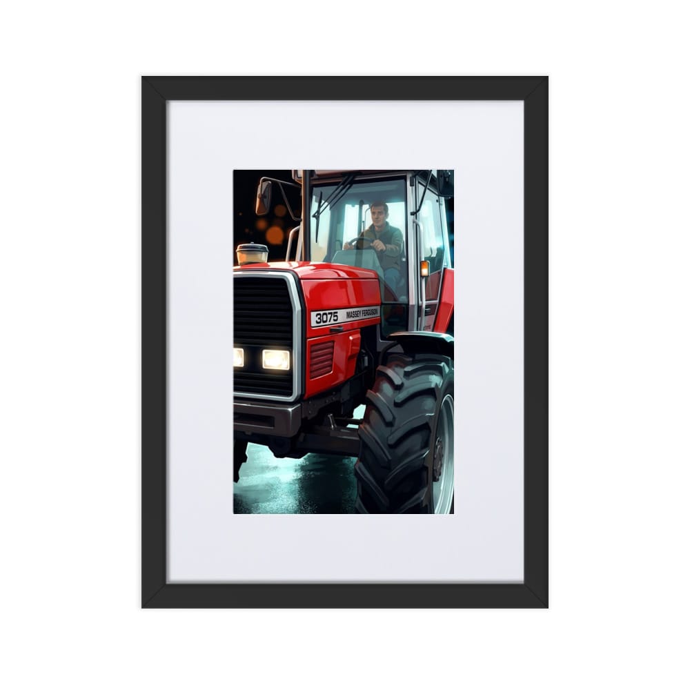 The Tractor Mugs Store Black Massey Ferguson 3075 | Framed Poster Quality Farmers Merch