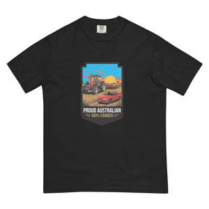 The Tractor Mugs Store Black Massey Ferguson 3075 PROUD AUSTRALIAN 100% FARMER Bright | Unisex Premium T-shirt Quality Farmers Merch