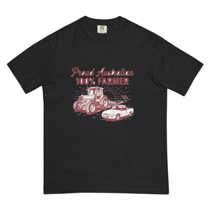 The Tractor Mugs Store Black Massey Ferguson 3075 PROUD AUSTRALIAN 100% FARMER Two Tone | Unisex Premium T-shirt Quality Farmers Merch