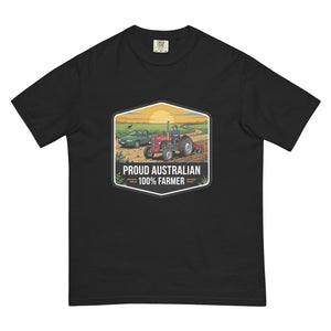The Tractor Mugs Store Black Massey Ferguson 35X PROUD AUSTRALIAN 100% FARMER Bright | Unisex Premium T-shirt Quality Farmers Merch