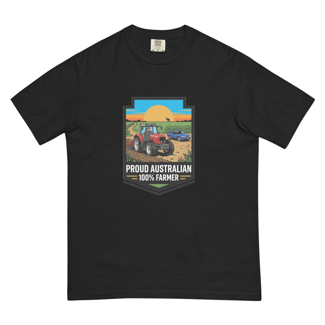 The Tractor Mugs Store Black Massey Ferguson 6480 PROUD AUSTRALIAN 100% FARMER Bright | Unisex Premium T-shirt Quality Farmers Merch