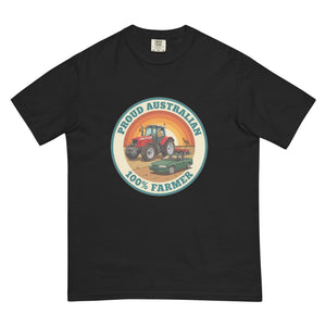 The Tractor Mugs Store Black Massey Ferguson 6480 PROUD AUSTRALIAN 100% FARMER Retro | Unisex Premium T-shirt Quality Farmers Merch