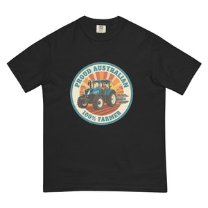 The Tractor Mugs Store Black New Holland T7.210 PROUD AUSTRALIAN 100% FARMER Retro | Unisex Premium T-shirt Quality Farmers Merch