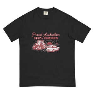 The Tractor Mugs Store Black New Holland T7.210 PROUD AUSTRALIAN 100% FARMER Two Tone | Unisex Premium T-shirt Quality Farmers Merch