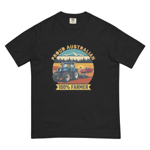The Tractor Mugs Store Black New Holland T7.225 PROUD AUSTRALIAN 100% FARMER Outdoor | Unisex Premium T-shirt Quality Farmers Merch