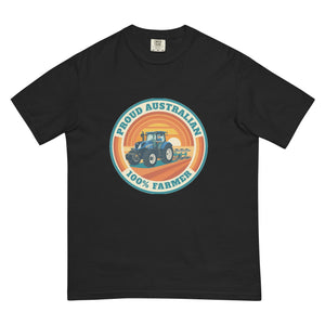 The Tractor Mugs Store Black New Holland T7.225 PROUD AUSTRALIAN 100% FARMER Retro | Unisex Premium T-shirt Quality Farmers Merch
