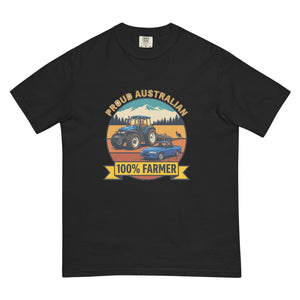 The Tractor Mugs Store Black New Holland TM 135 PROUD AUSTRALIAN 100% FARMER Outdoor | Unisex Premium T-shirt Quality Farmers Merch