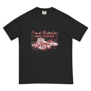 The Tractor Mugs Store Black New Holland TM 135 PROUD AUSTRALIAN 100% FARMER Two Tone | Unisex Premium T-shirt Quality Farmers Merch