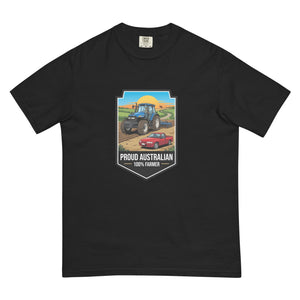 The Tractor Mugs Store Black New Holland TM 155 PROUD AUSTRALIAN 100% FARMER Bright | Unisex Premium T-shirt Quality Farmers Merch