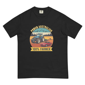 The Tractor Mugs Store Black New Holland TM 155 PROUD AUSTRALIAN 100% FARMER Outdoor | Unisex Premium T-shirt Quality Farmers Merch