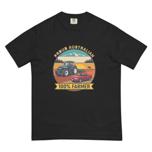 The Tractor Mugs Store Black New Holland TM 155 PROUD AUSTRALIAN 100% FARMER Outdoor | Unisex Premium T-shirt Quality Farmers Merch